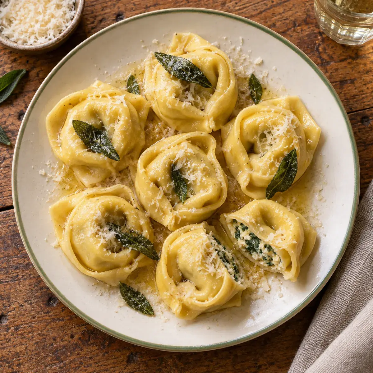 Spinach and ricotta tortelloni